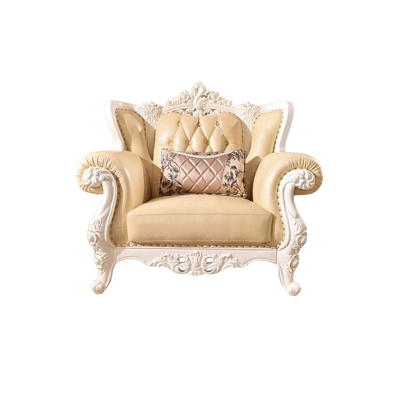 Fauteuil en cuir véritable capitonné de style européen 49,2 po de largeur