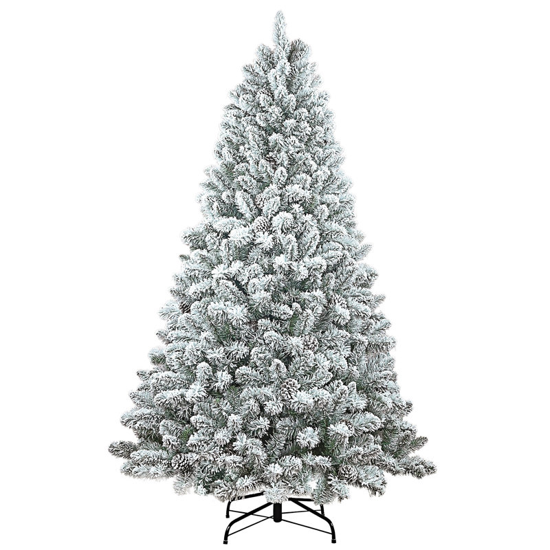 Arbre de Noël artificiel floqué avec support en métal, H 6 pi