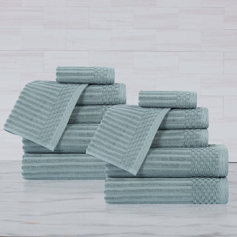 Ruvins 12 Piece 100% Cotton Towel Set, Basil