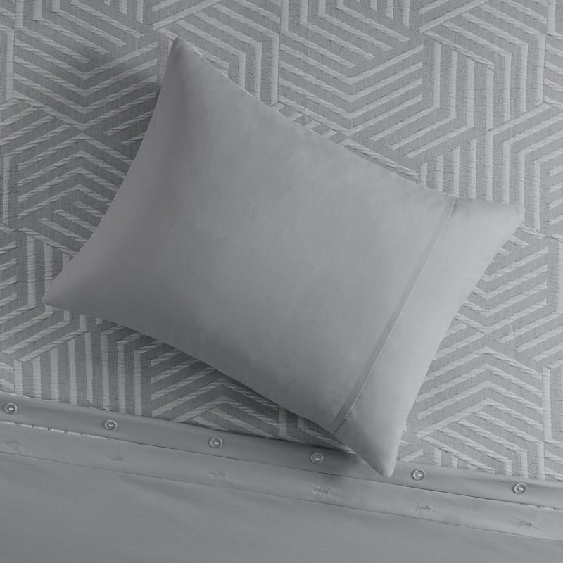 Full/Queen Grey Blue Microfiber Matelasse Jacquard Duvet Cover Set