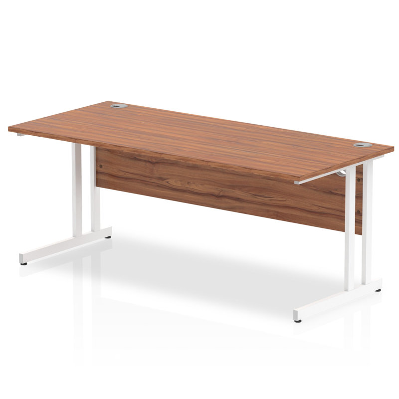 Ladajah Metal Base Computer Desk, Beech, 73cm H x 180cm W x 80cm D, White