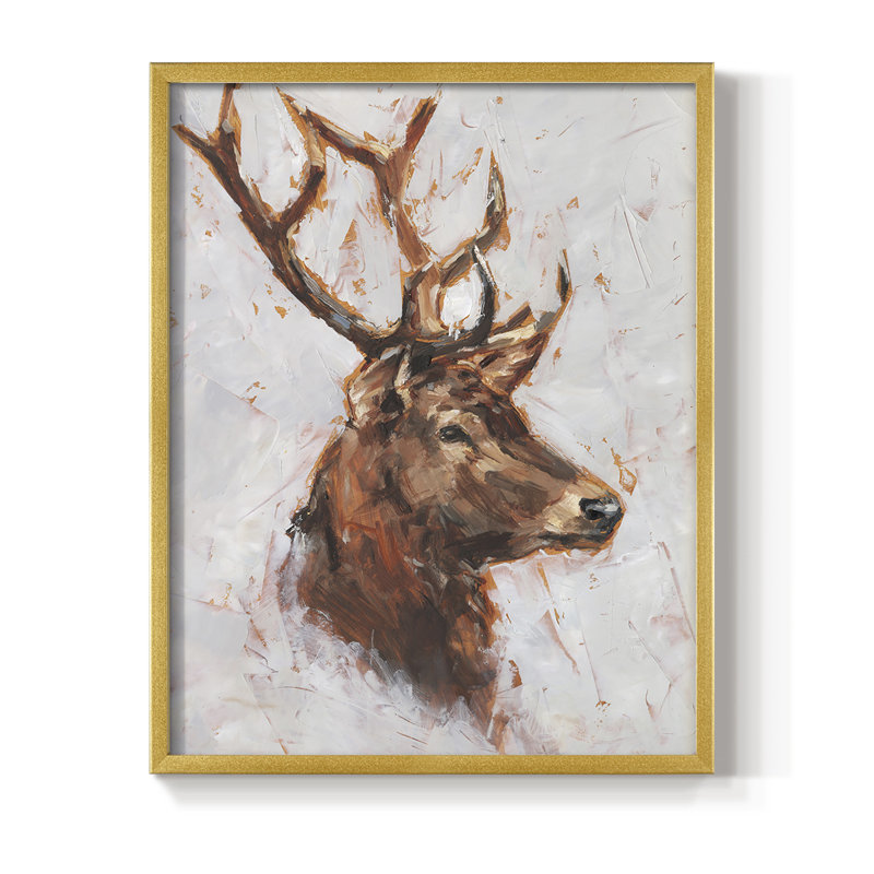 «Stag Study II», reproduction encadrée - bois massif, H 14 po x l 11 po