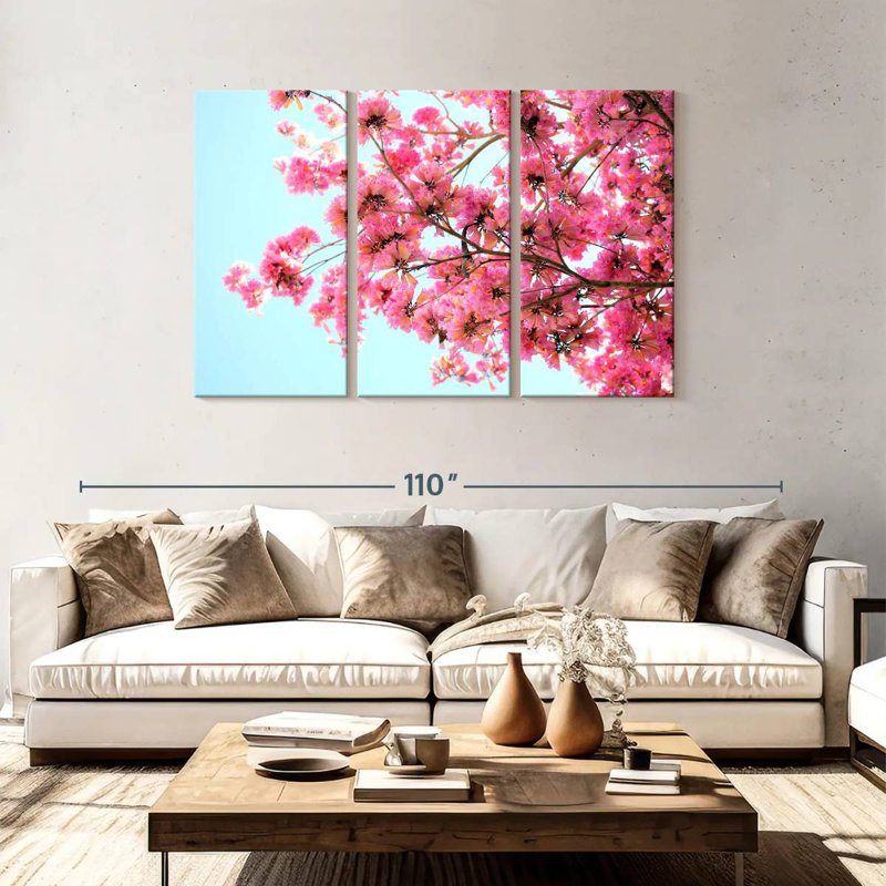 Harnek Pink Floral Branch, 48" H x 74" W