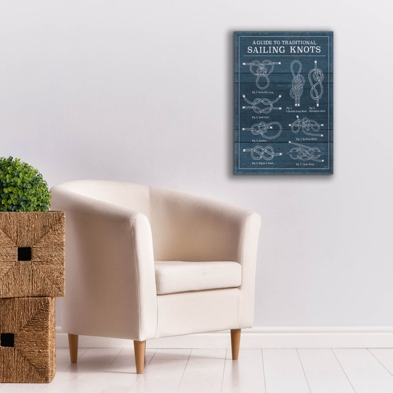 Art mural sur toile Epic Graffiti, "Vintage Sailing Knots 1" par Mary Urban, H 26 po x l 18 po x P 0,75 po