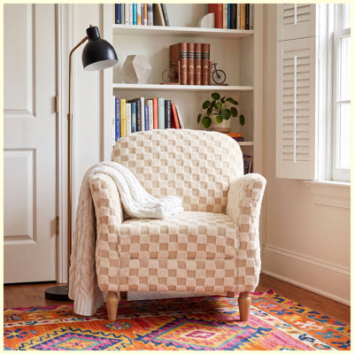 Fauteuil d'appoint en velours côtelé (beige)