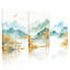 «Mountain Landscape with Autumn Trees and Birds», reproduction d'art sur toile tendue sur toile (ensemble de 3)-118674931