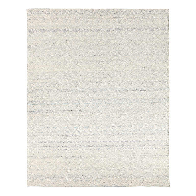 Tapis bleu en laine tissé à la main Littlefield, Rectangle 6 pi x 9 pi