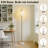 64" Modern Brass Floor Lamp With Ribbed White Glass Shade And Marble Base, Tall Standing Light For Living Room And Bedroom-2091761913