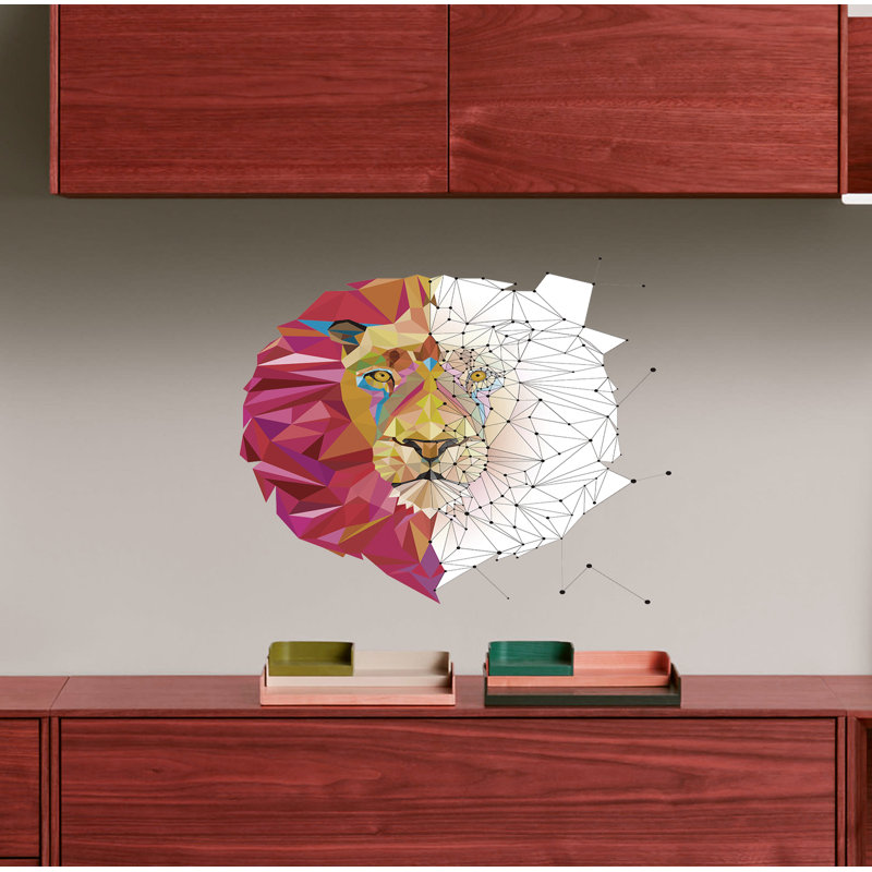 Polygonal Lion Wall Decal, H 10 po x l 11 po