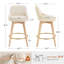Tabouret de comptoir pivotant rembourré en lin de 26,8 po avec structure en bois massif-2036521130
