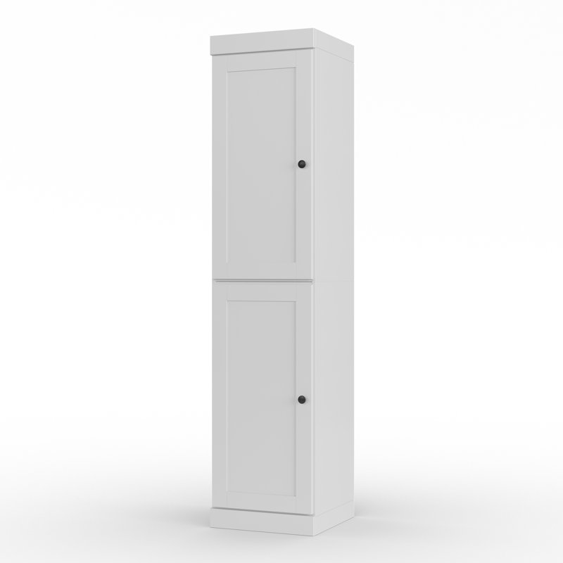 100% Solid Wood 16.5" Bathroom Storage Cabinet with Shaker Doors & Adjustable Shelves, White