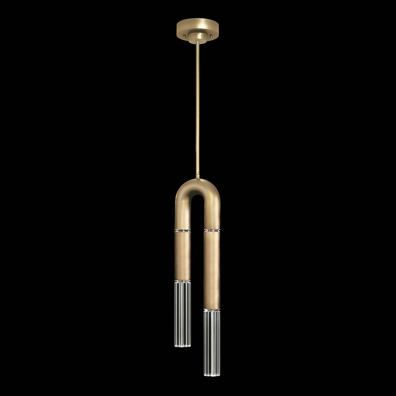 Luminaire suspendu rond 7 po Antonia, Feuille d'or / nickel