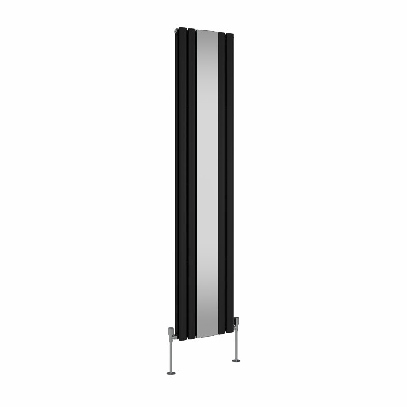 Katelin Vertical Oval Panel Radiators, Black, 1800cm H x 380cm W x 84cm D