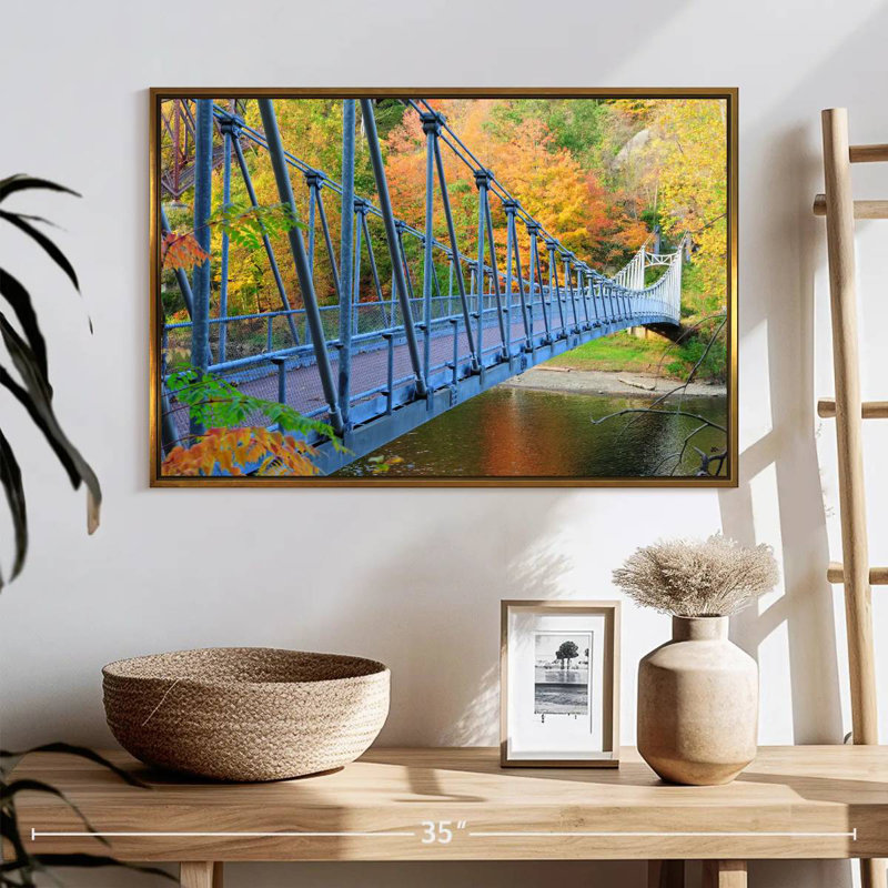 Pont Blue Bear Mountain, Cadre flottant doré, 25 po x 17 po