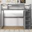 Lit mezzanine double en bois avec garde-robe intégrée et tablettes de rangement-1466079900