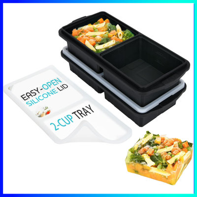 2-Cup Silicone Soup Freezer Tray With Lid - Extra Large Ice Cube Mould For Stews, Sauces, Broth | 4X 500Ml Portions | Oven, Dishwasher & Freezer Safe