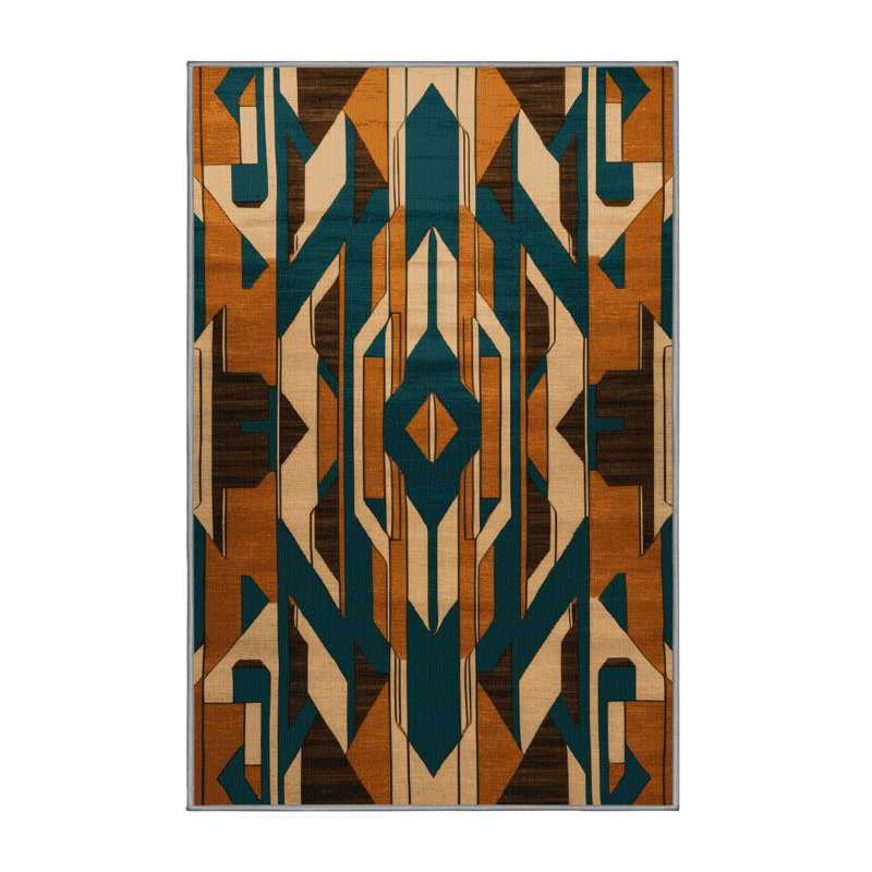 Machine Washable Art Deco Gray Area Rug, Rectangle 5' x 8'