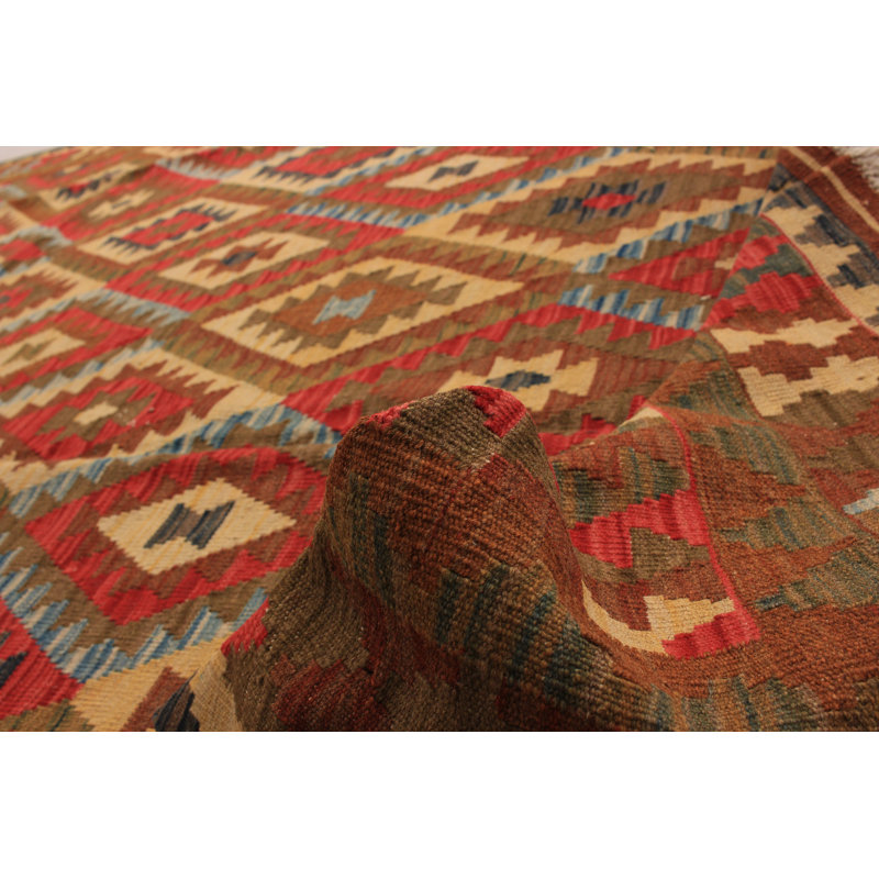 Tapis brun en laine tissé à plat à la main 6 pi 8 po x 9 pi 11 po Edgeley