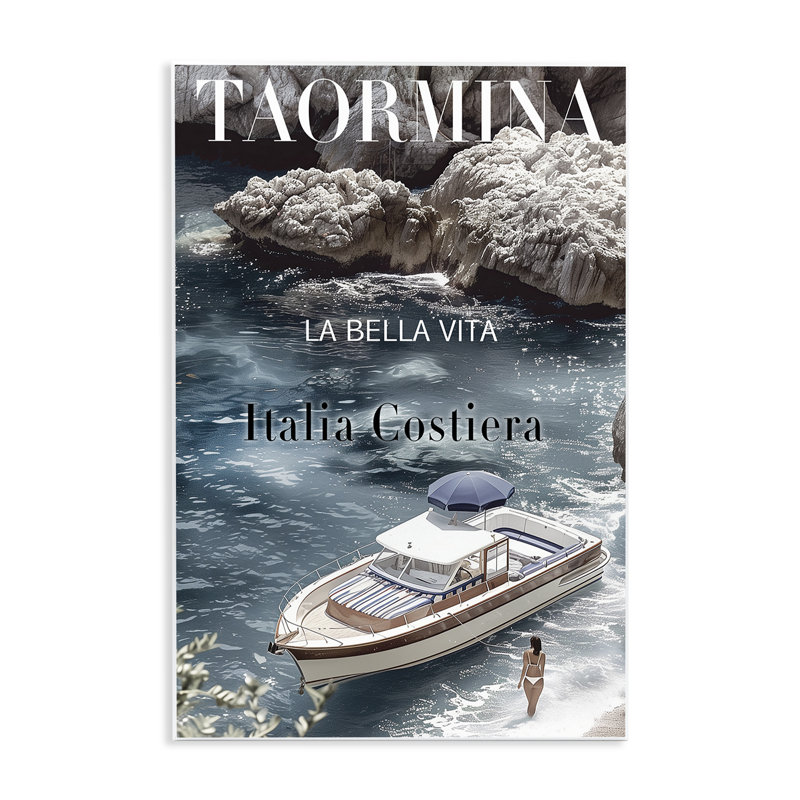 Art mural de bateau Taormina Coast, design par Sophie 6, H 15 po x l 10 po
