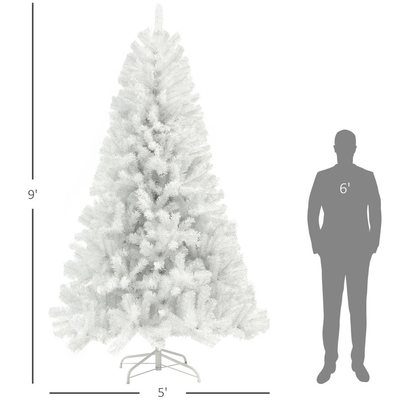 Arbre de Noël artificiel de 9 pi, 2132 extrémités de branches, ouverture automatique, base en acier, blanc, donne au bureau personnel une lueur des Fêtes, grand arbre ignifuge artificiel, ajoute du charme au bureau,