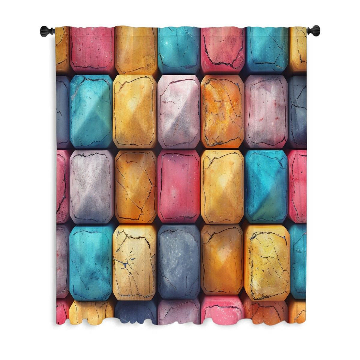 East Urban Home Cubism Window Curtains, Art Blockout & Sheer Curtains ...