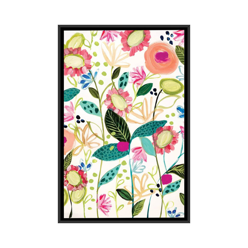 « spontané », reproduction d’impression sur toile, H 26 po x l 18 po x P 1,5 po, Toile avec cadre noir, Pas de tapis