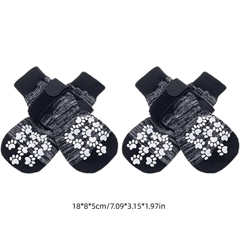 Chaussettes antidérapantes pour chien avec sangles réglables, taille L, gris, GYL