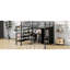 Lit mezzanine en métal avec ensemble de table et garde-robe, double, noir