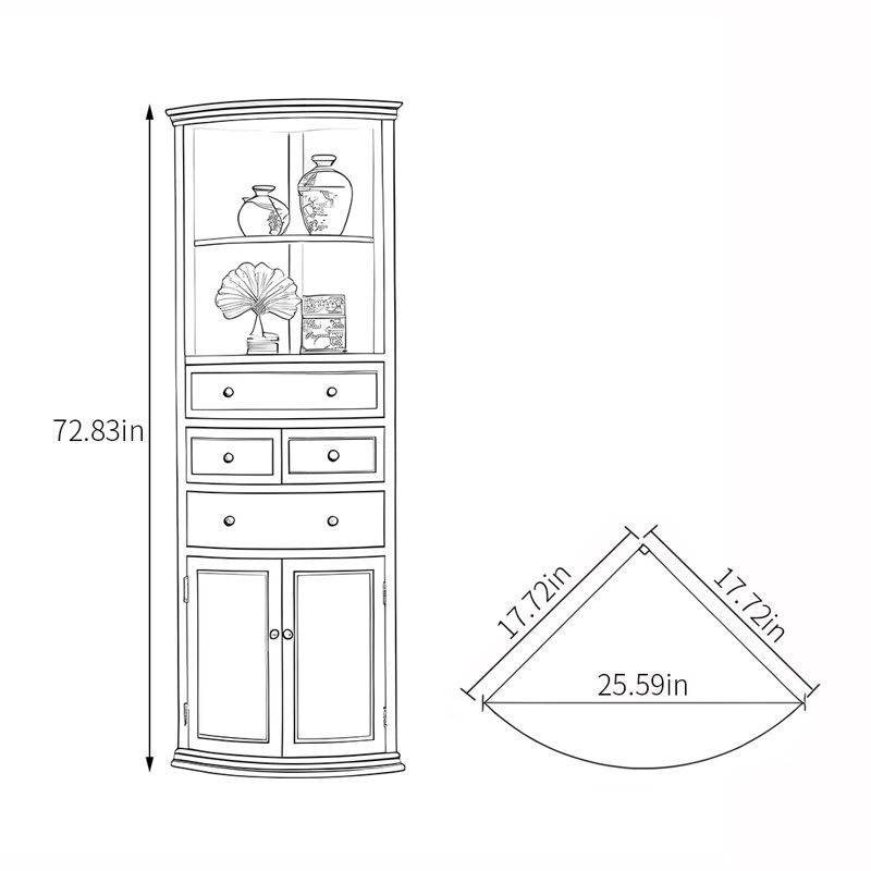 Bibliothèque de coin multifonctionnelle de style américain, Brun