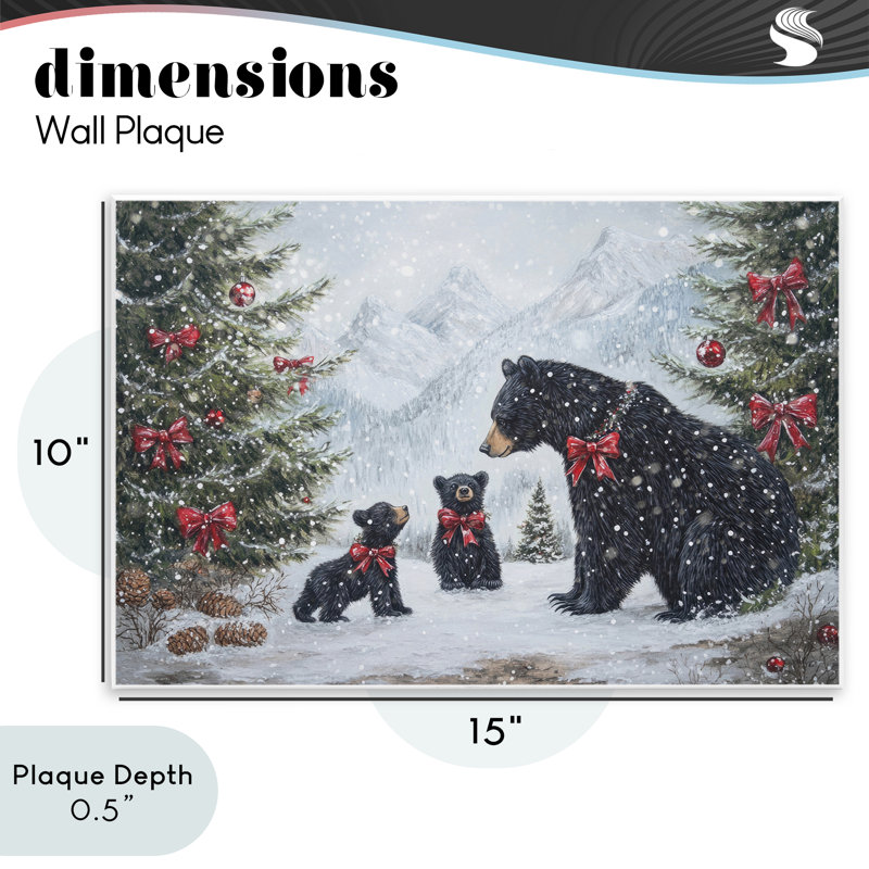 Plaque murale Christmas Christmas Bears, design par Tina LeCour, H 10 po x l 15 po