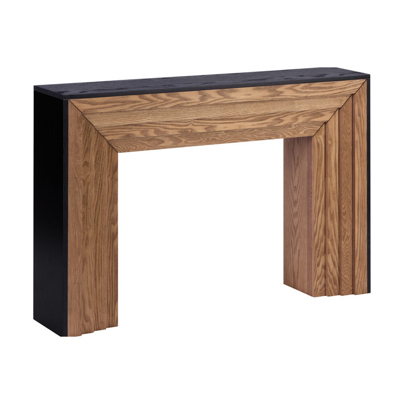 Modern 47In Wood Entryway Table, Fir Construction, Black And Natural Blend, Table Option, Stylish Decorative Display Console Manufactured Fir, Rustic & Contemporary Two - Tone Style, Option For