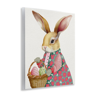 Easter Bunny with Egg Basket Wall Plaque Art, design by Regina Moore