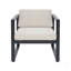 CHAISE DE CLUB DE PATIO EXTÉRIEUR, ensemble de 2, cadre noir avec coussin beige