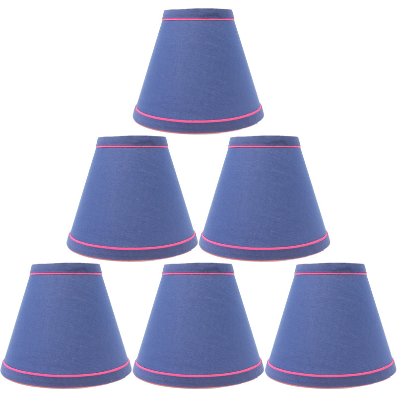Abat-jour à culot candélabre en soie/brun H 5 po x l 6 po, Marine / Fuchsia