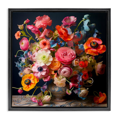 Mixed Full Bouquet Framed Floater Canvas Wall Art by Lazar Studio