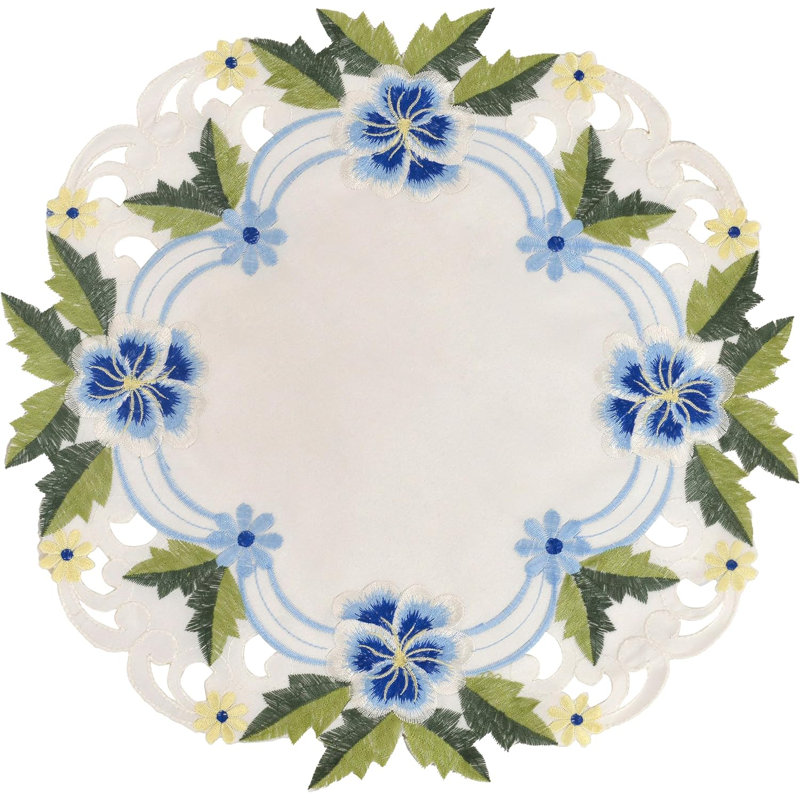 Ensemble de 4 napperons ronds en dentelle bleue ou verte Decumin