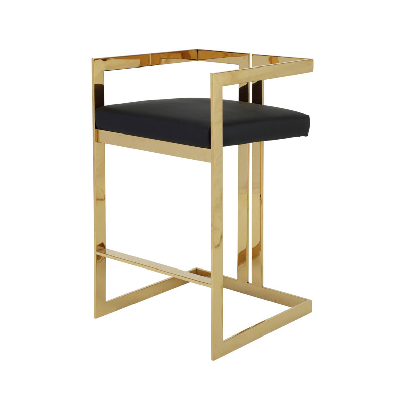 Tabouret de comptoir rembourré avec structure en métal 26 po Bernao, Noir, Tabouret de comptoir (siège d'une hauteur de 26 p