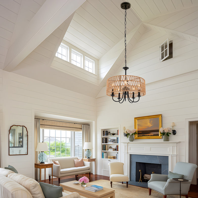 Lustre bohémien 5 lumières à hauteur réglable pour les salles à manger, les salons et les cuisines