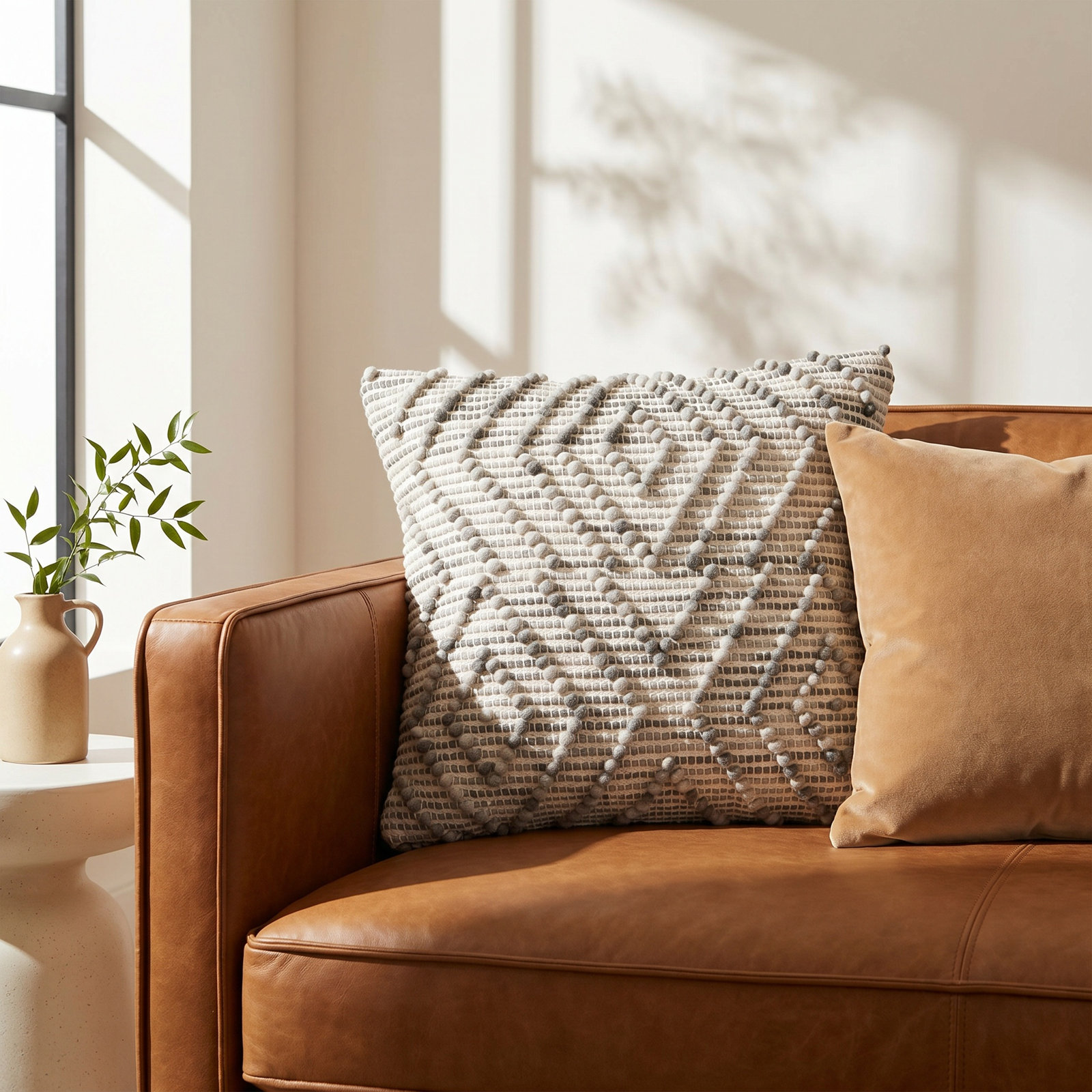 Cait 20" x 20" Embroidered Throw Pillow, Grey