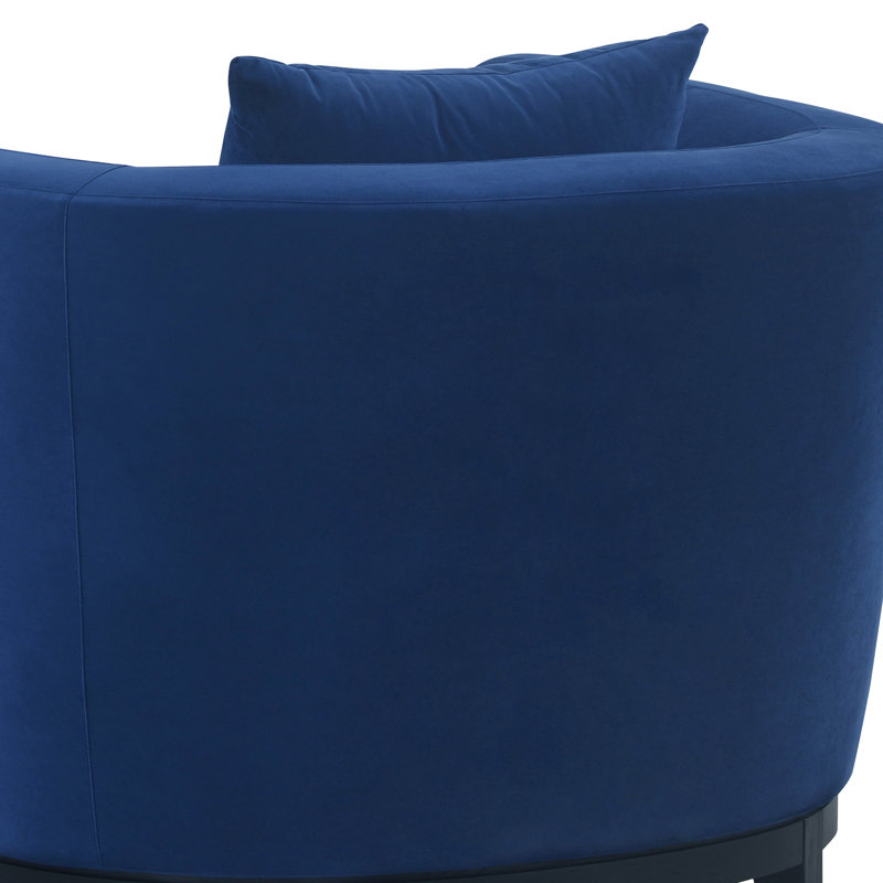 Ziggy 42" Wide Velvet Upholstered Accent Chair with Black Wood Base, Blue Polyester