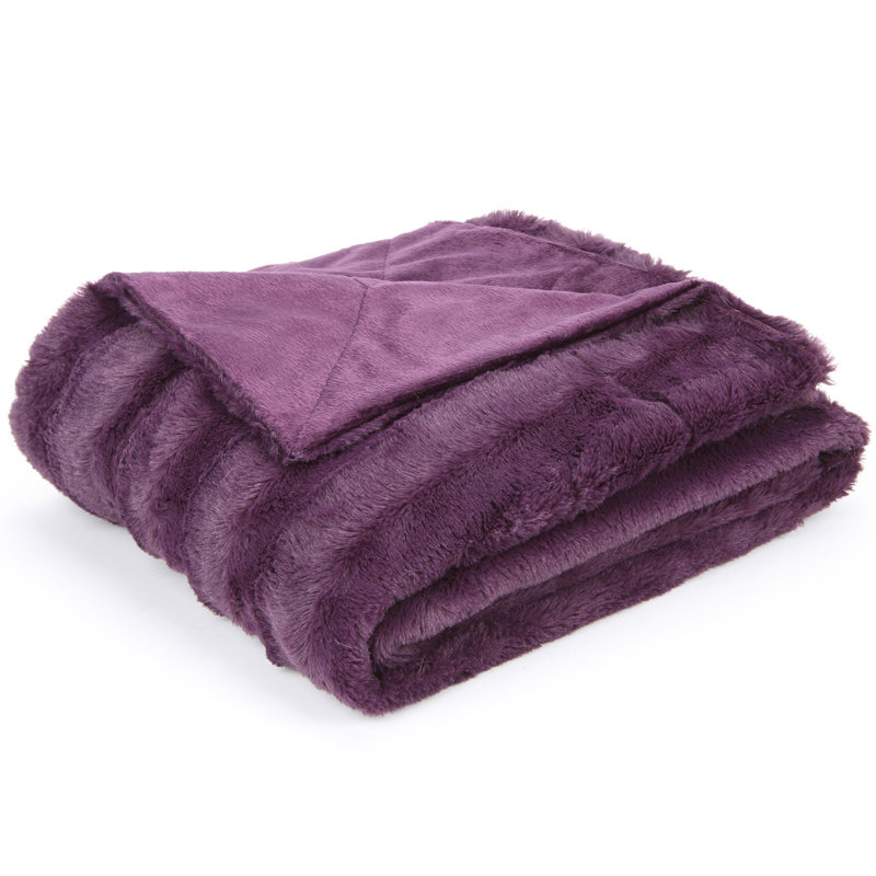 Luxurious Black Faux Fur Reversible Throw Blanket, 40" x 50"