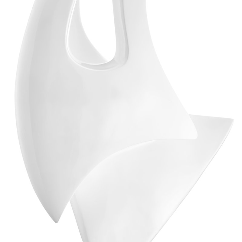 Sculpture Haldis moderne en résine et panneau de fibres à densité moyenne, Blanc / noir, H 68 po x l 8 po x P 10 po