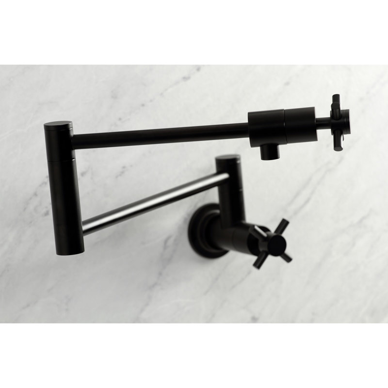 Kingston Brass Concord Two-Handle 1-Hole Wall Mount Pot Filler Faucet, Matte Black