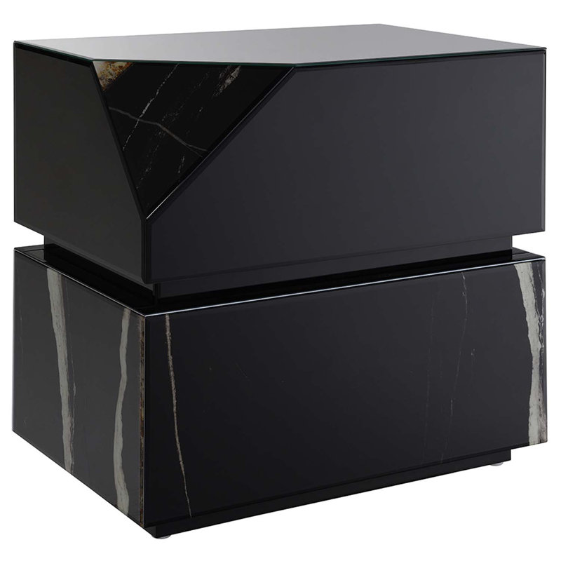 Table de bout Drisana, finition miroir noir