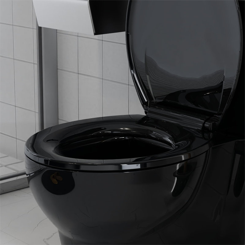Siège de toilette allongé à fermeture en douceur 19 po avec dégagement rapide convient aux toilettes standards - noir