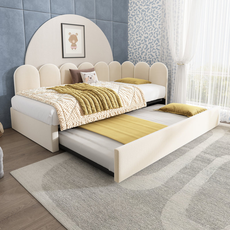 Lit de jour rembourré avec lit escamotable, Beige