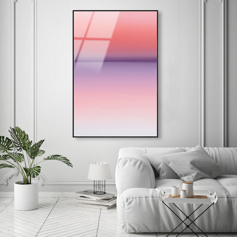 Peach Coastline II Print by Oliver Gal, 46"H x 31"W, Black Floater Frame