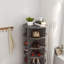 Armoire à chaussures grise rotative 360 °, 6 couches, pouvant contenir 24 paires, ajoutant du style à l'armoire à tablettes décorative, pouvant être facilement assemblée, esthétique moderne
