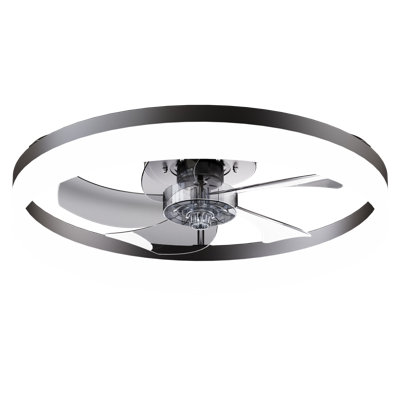 Ventilateur de plafond 19,7 po moderne avec plafonnier encastré avec télécommande, ventilateur de moteur à courant continu réversible à 6 vitesses pour chambre à coucher