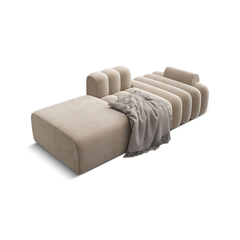 Beige Upholstered Bench, 23.62" H x 59.06" W x 27.56" D